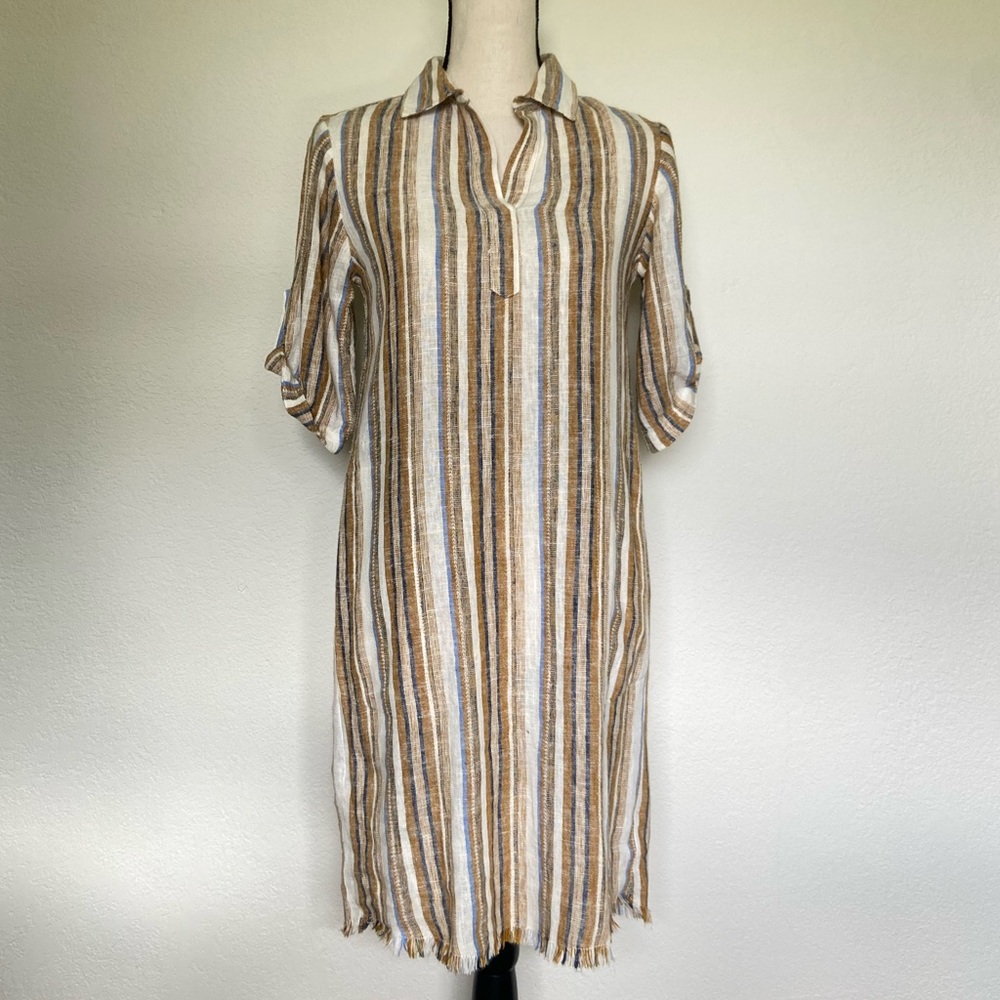 Anthropologie Drew Striped Dress Linen Blend XS